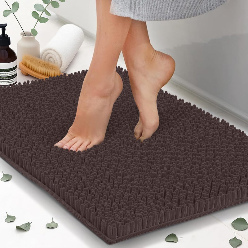 ITSOFT Chenille Bath Mats, Plush Absorbent Bath Mats Quick Dry, Soft & Machine Washable, Non Slip Carpet for Bathroom, Thick Bathroom Rugs, Shower Restroom Rug Mat, Alfombras De BaÃ±o, Bathrugs Matts,34"x21" - Image 1
